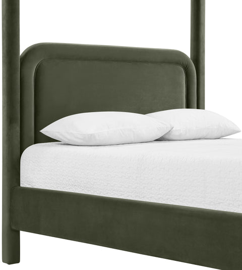 Indie Green Velvet Upholstered Queen Bed, 1 Piece