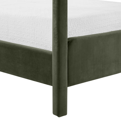 Indie Green Velvet Upholstered Queen Bed, 1 Piece