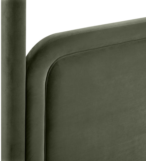 Indie Green Velvet Upholstered Queen Bed, 1 Piece
