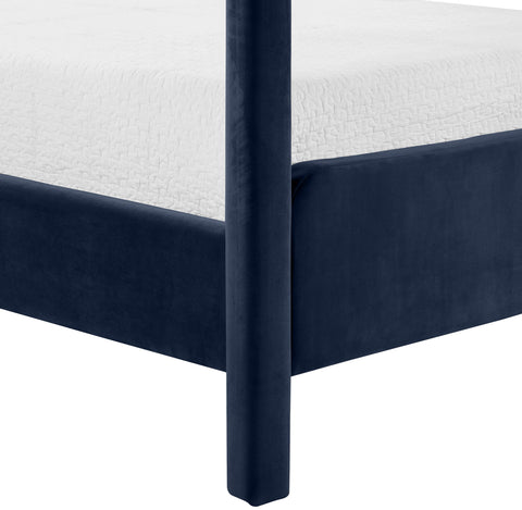 Indie Navy Velvet Upholstered Full Bed, 1 Piece