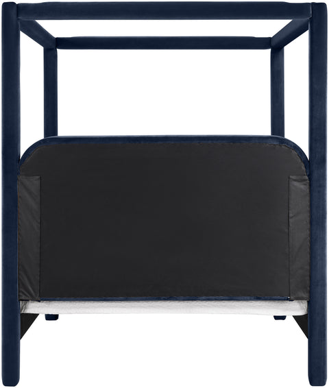 Indie Navy Velvet Upholstered King Bed, 1 Piece