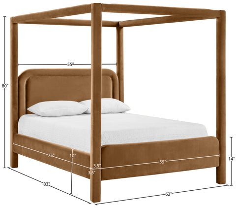Indie Saddle Velvet Upholstered Full Bed, 1 Piece