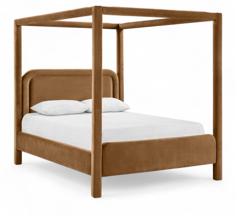 Indie Saddle Velvet Upholstered Full Bed, 1 Piece