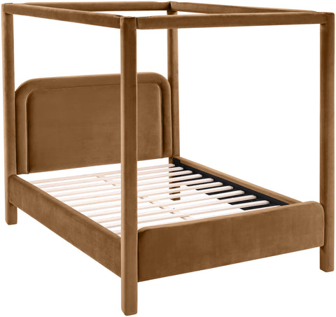 Indie Saddle Velvet Upholstered Full Bed, 1 Piece