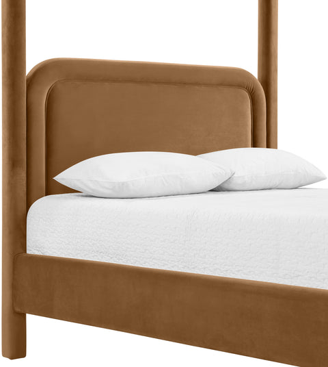 Indie Saddle Velvet Upholstered Full Bed, 1 Piece