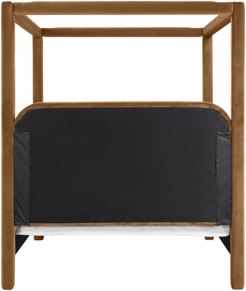 Indie Saddle Velvet Upholstered King Bed, 1 Piece