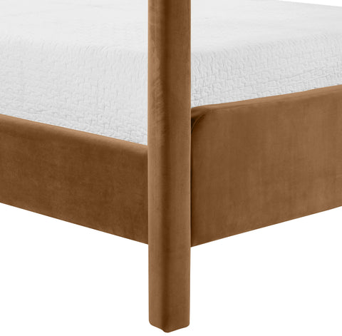 Indie Saddle Velvet Upholstered King Bed, 1 Piece