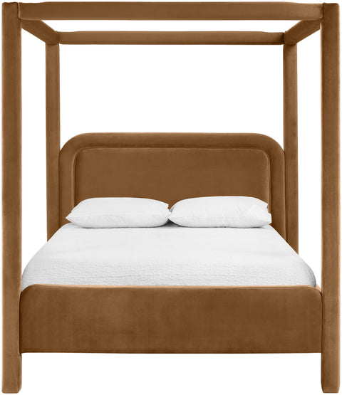 Indie Saddle Velvet Upholstered Queen Bed, 1 Piece