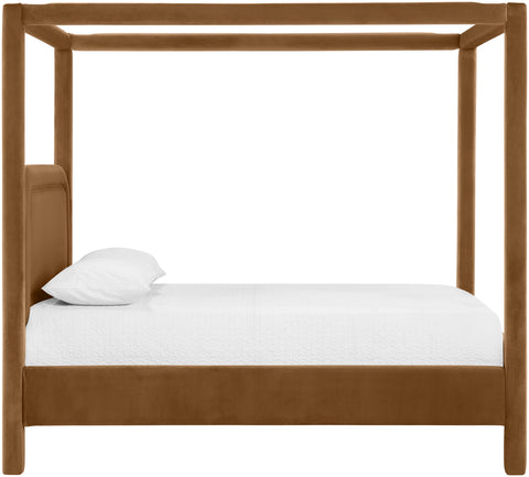Indie Saddle Velvet Upholstered Queen Bed, 1 Piece
