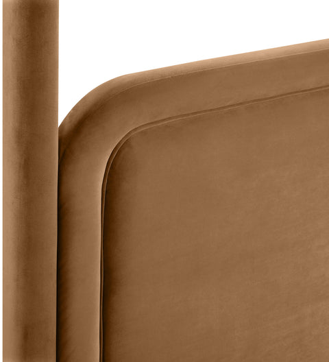 Indie Saddle Velvet Upholstered Queen Bed, 1 Piece