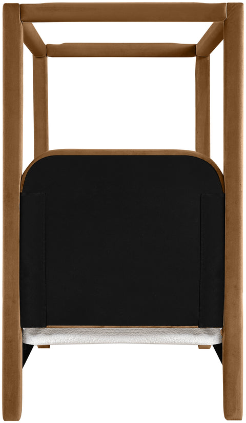 Indie Saddle Velvet Upholstered Twin Bed, 1 Piece