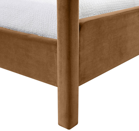 Indie Saddle Velvet Upholstered Twin Bed, 1 Piece