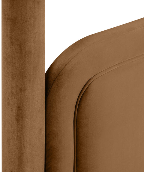 Indie Saddle Velvet Upholstered Twin Bed, 1 Piece