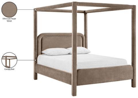 Indie Taupe Velvet Upholstered Full Bed, 1 Piece