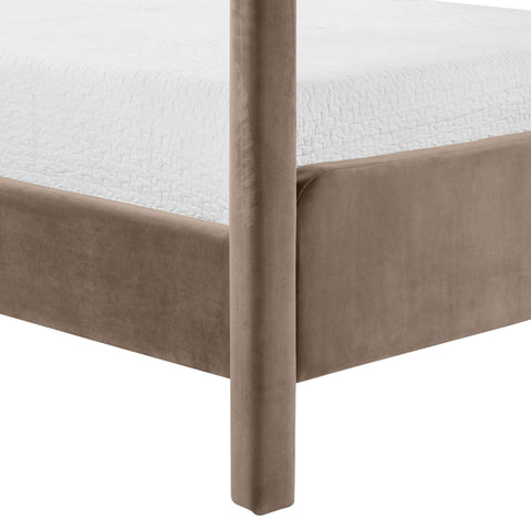 Indie Taupe Velvet Upholstered Full Bed, 1 Piece