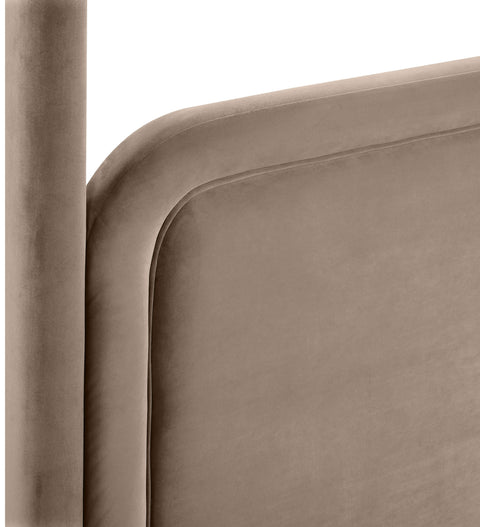 Indie Taupe Velvet Upholstered Full Bed, 1 Piece