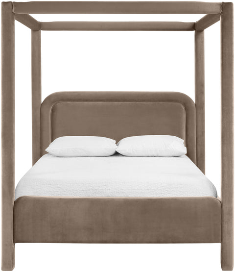 Indie Taupe Velvet Upholstered King Bed, 1 Piece