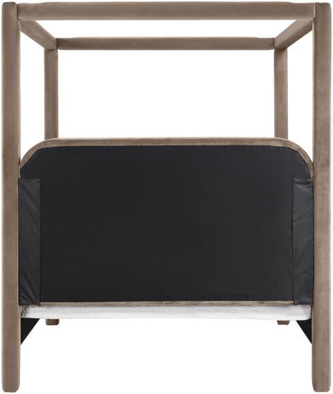 Indie Taupe Velvet Upholstered King Bed, 1 Piece