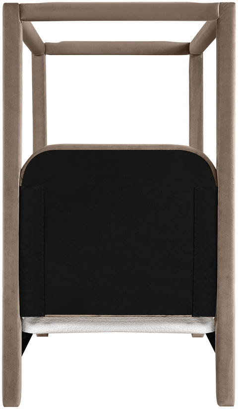 Indie Taupe Velvet Upholstered Twin Bed, 1 Piece