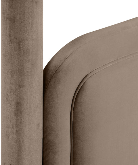 Indie Taupe Velvet Upholstered Twin Bed, 1 Piece