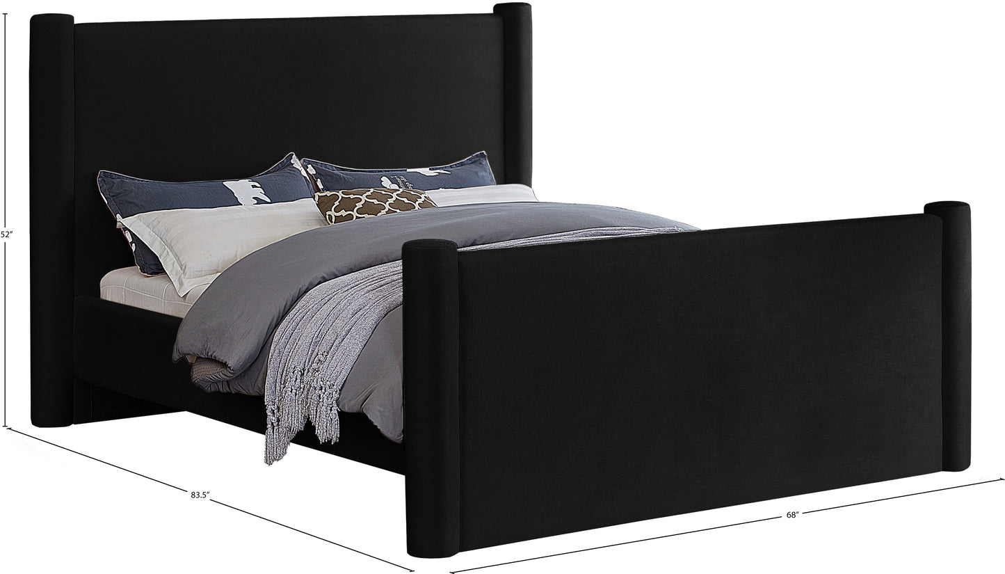 deco black velvet full bed f