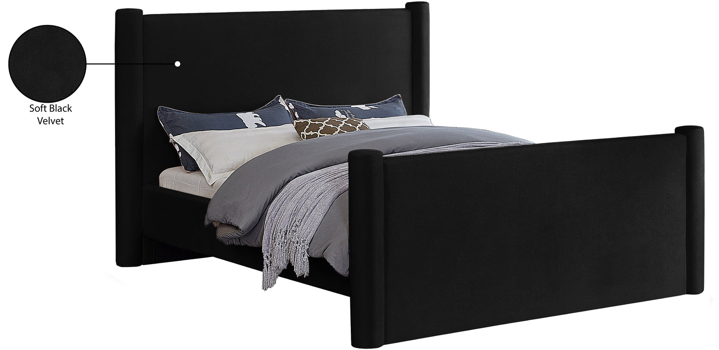 deco black velvet full bed f