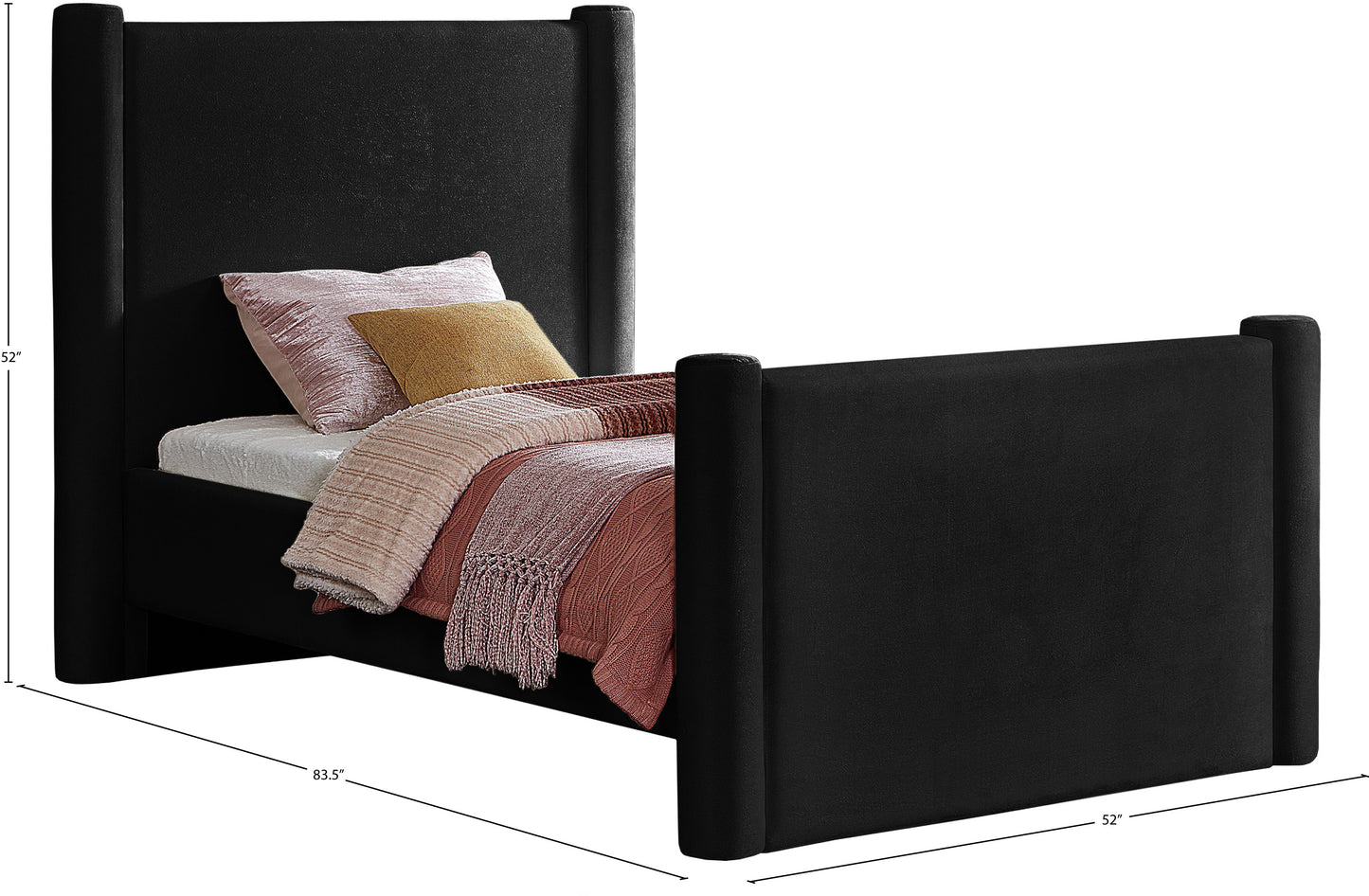 deco black velvet twin bed t