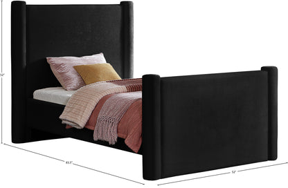 Deco Black Velvet Twin Bed T