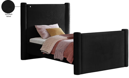 Deco Black Velvet Twin Bed T