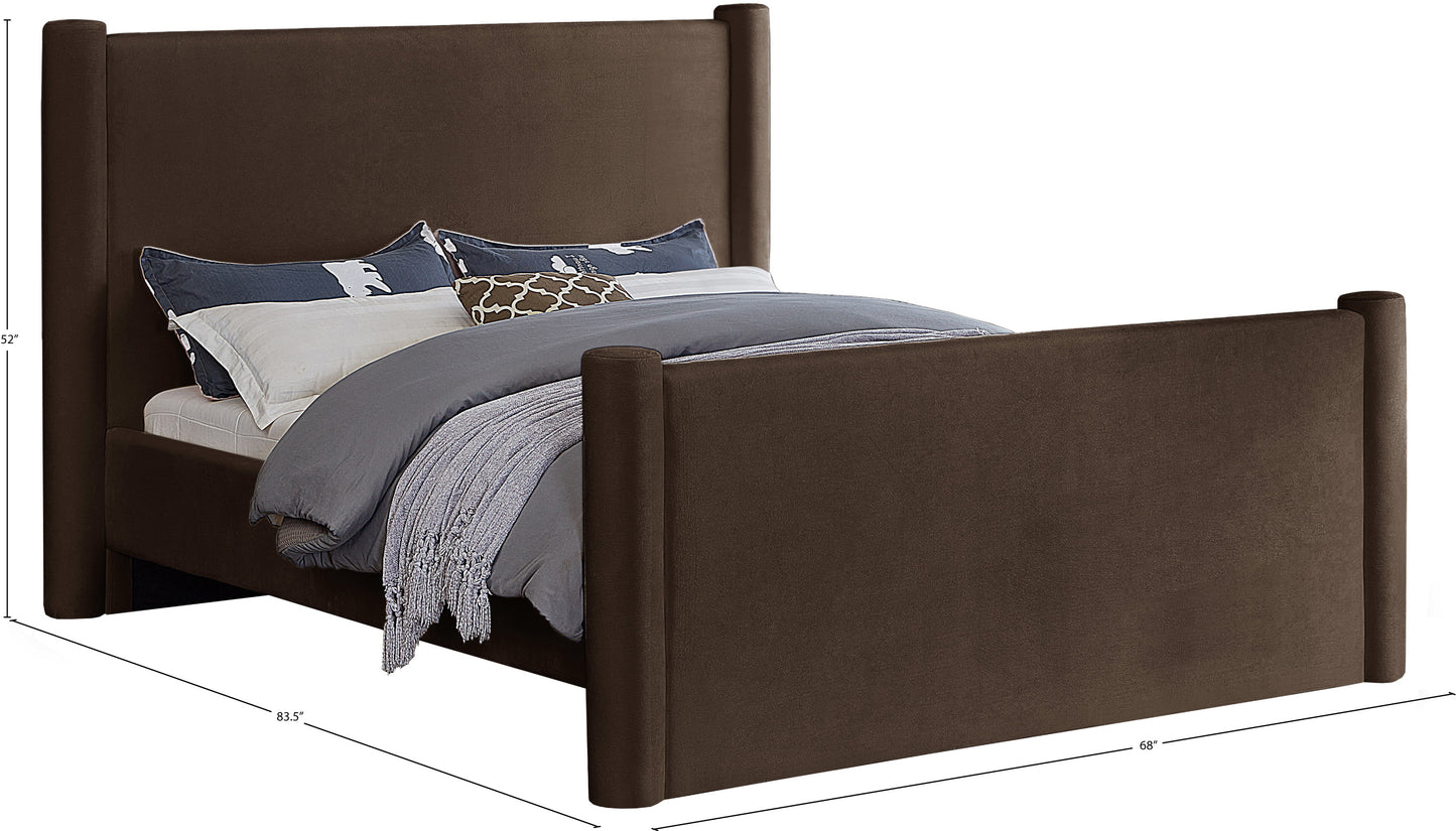 deco brown velvet full bed f