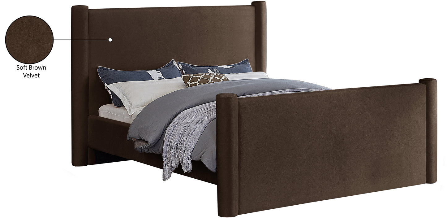 deco brown velvet full bed f