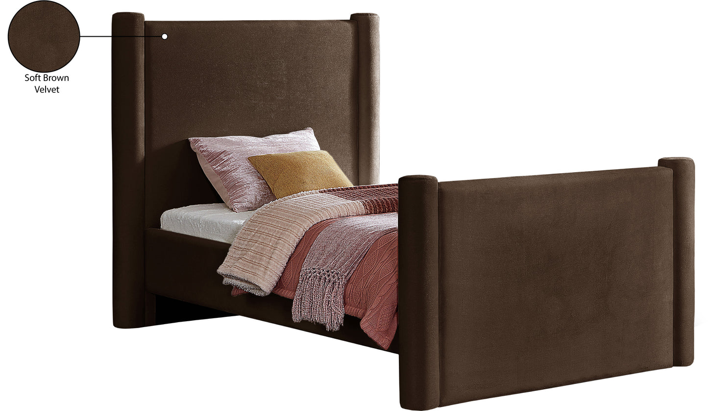 deco brown velvet twin bed t