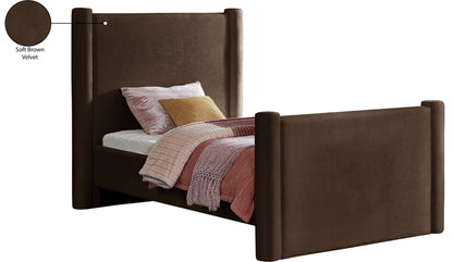 Deco Brown Velvet Twin Bed T