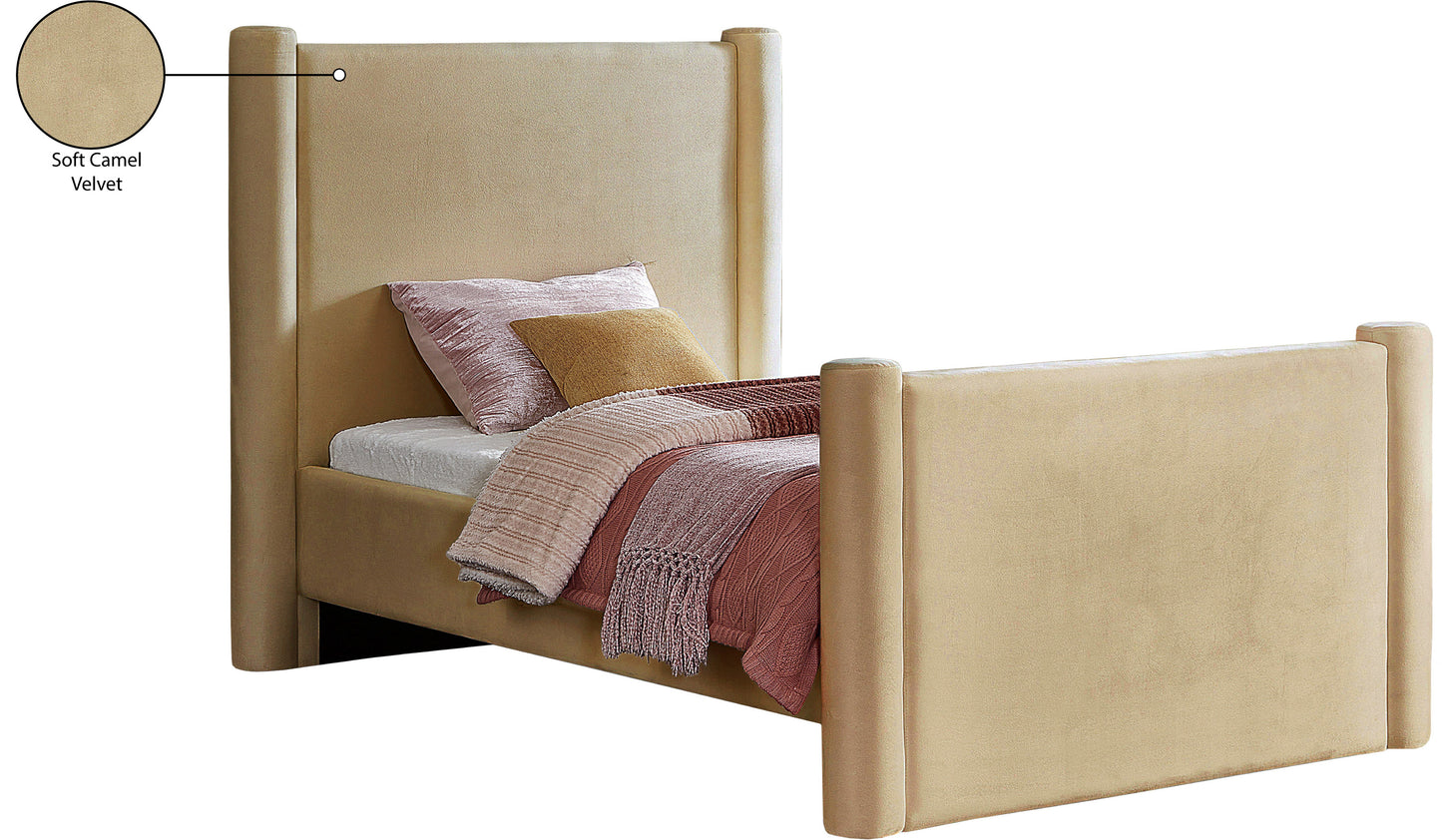 deco camel velvet twin bed t