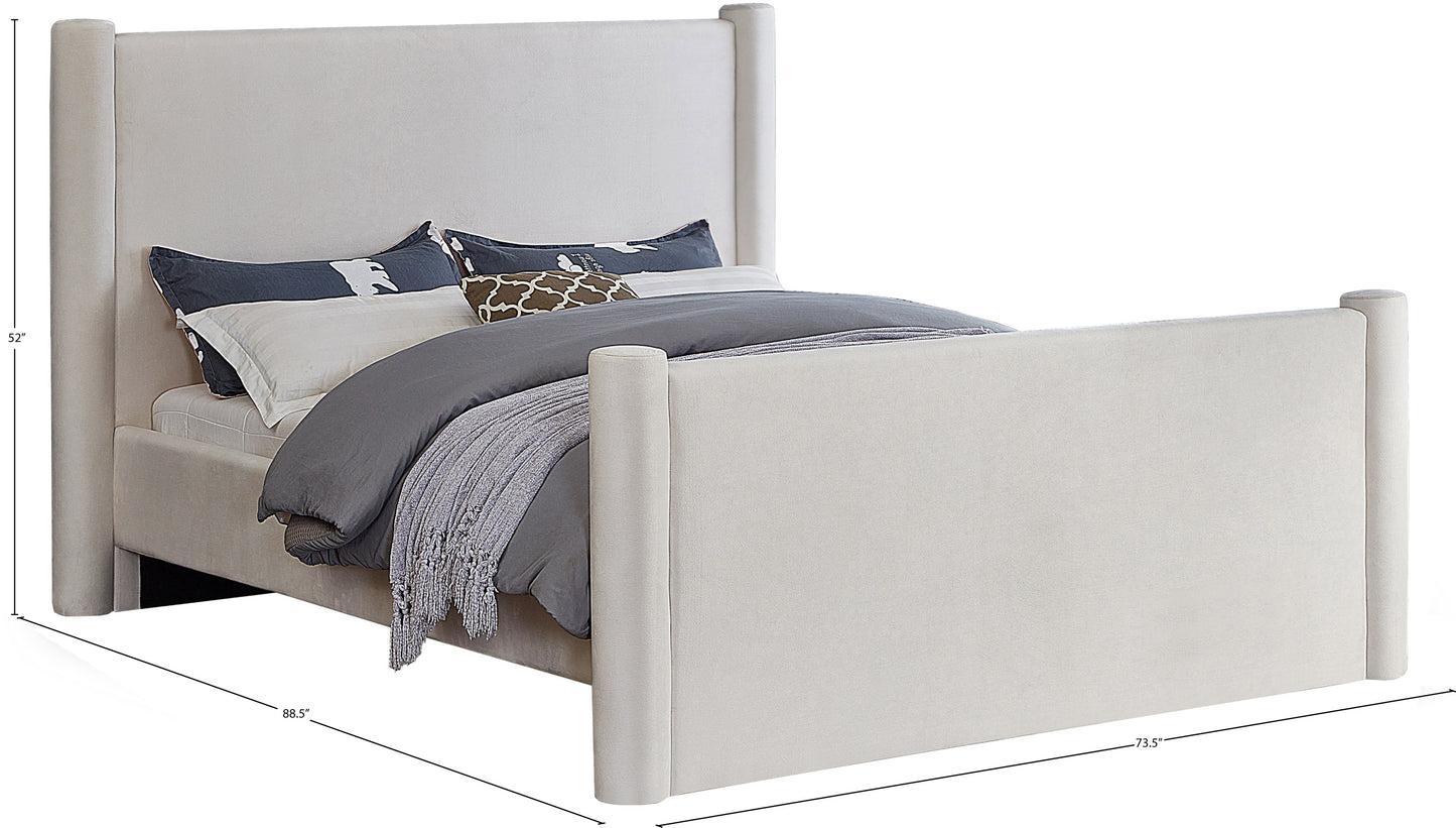 deco cream velvet queen bed q