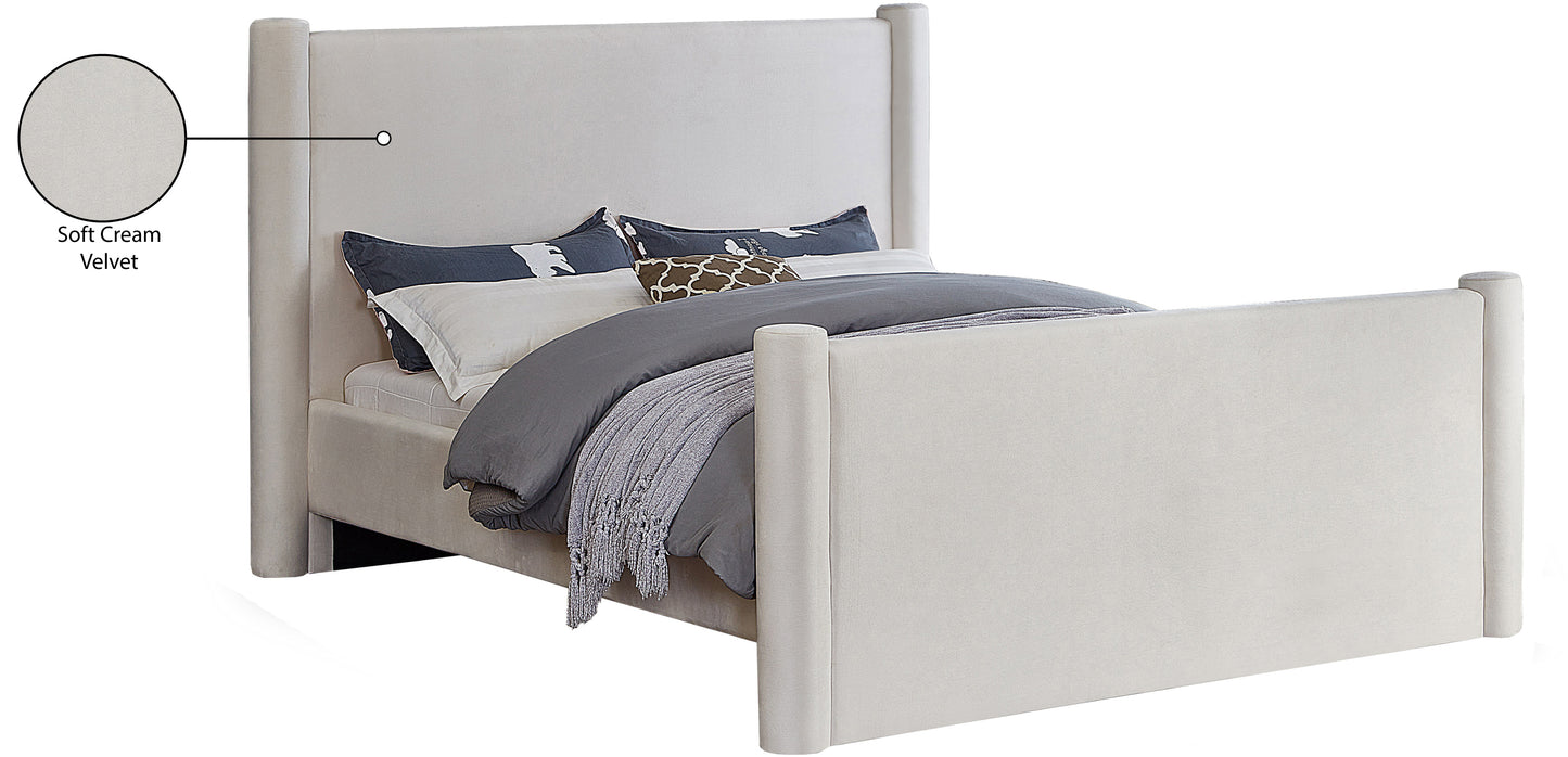 deco cream velvet queen bed q