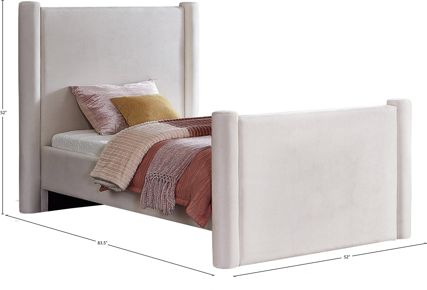 deco cream velvet twin bed t