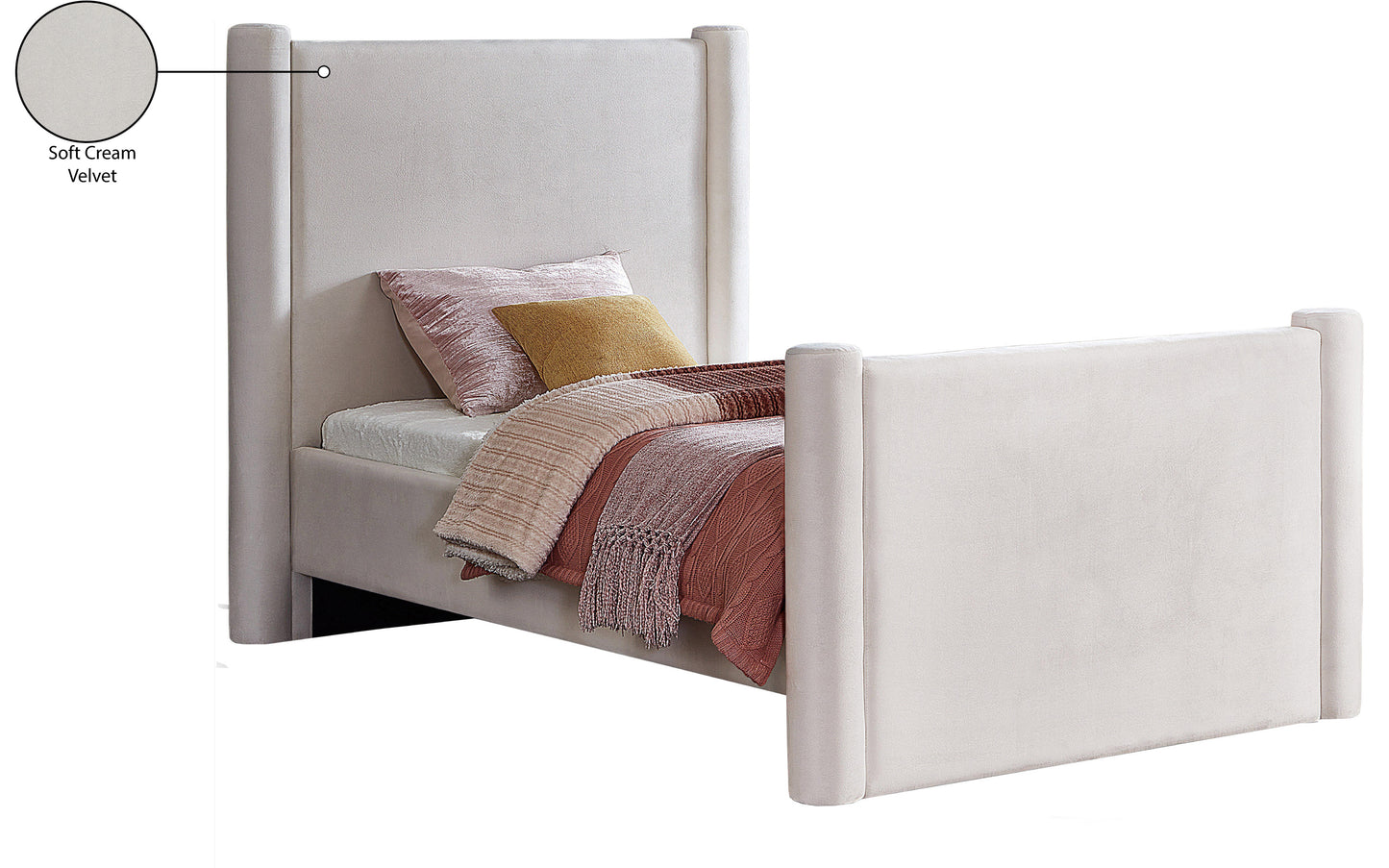 deco cream velvet twin bed t