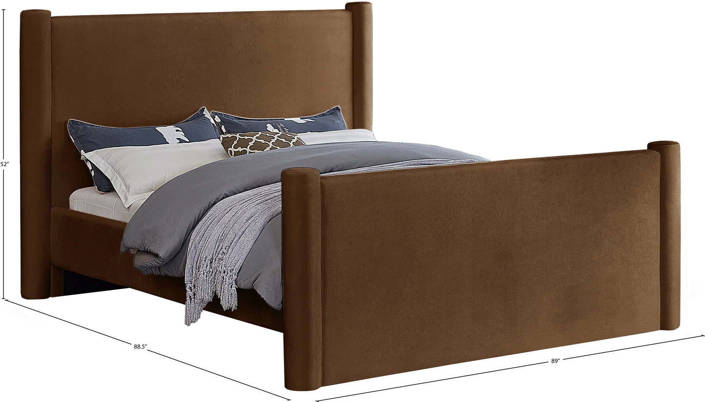 deco saddle velvet king bed k