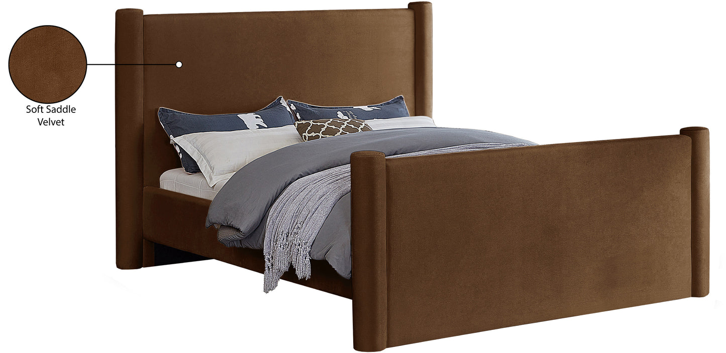 deco saddle velvet king bed k