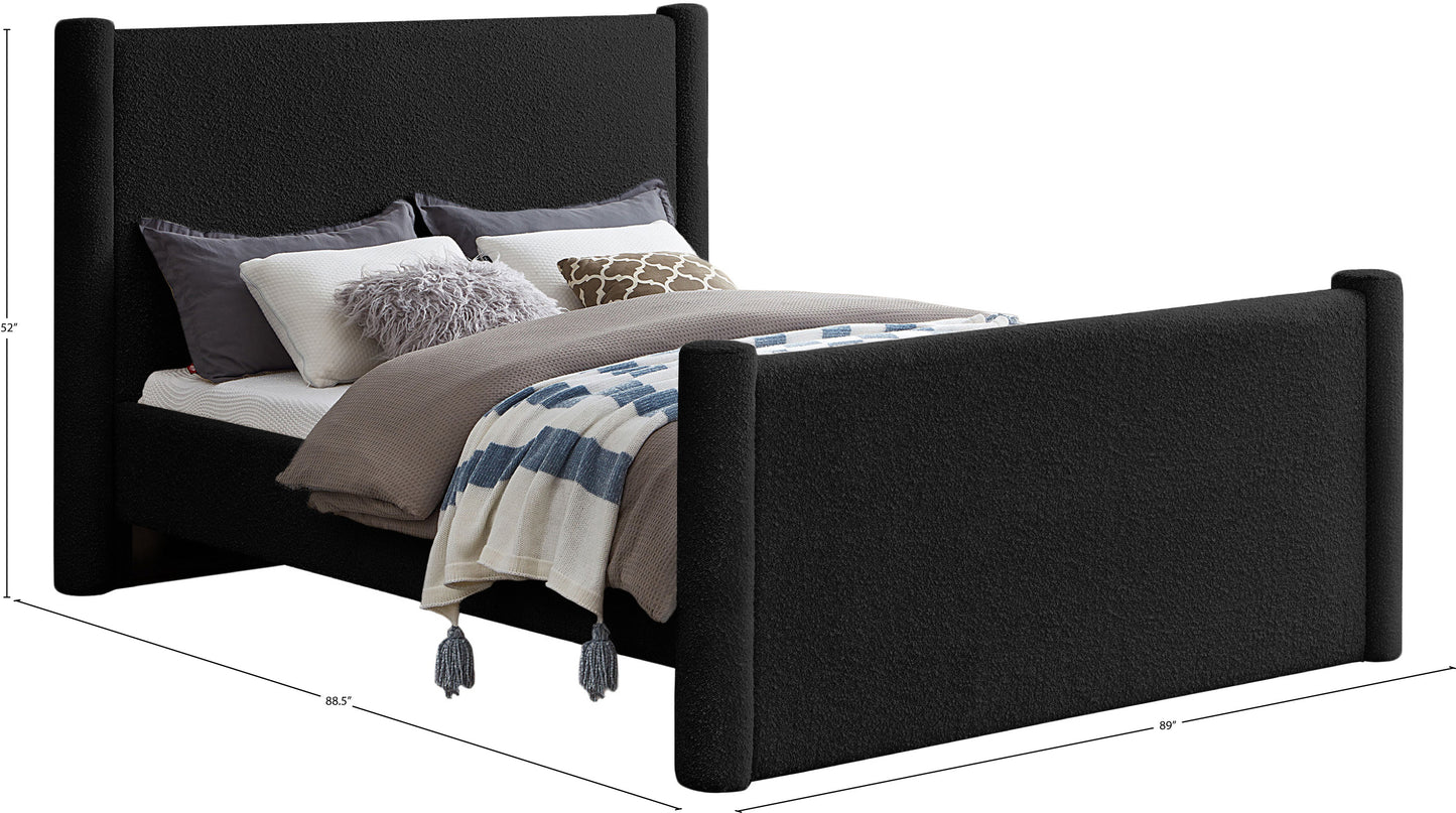 deco black boucle fabric king bed k