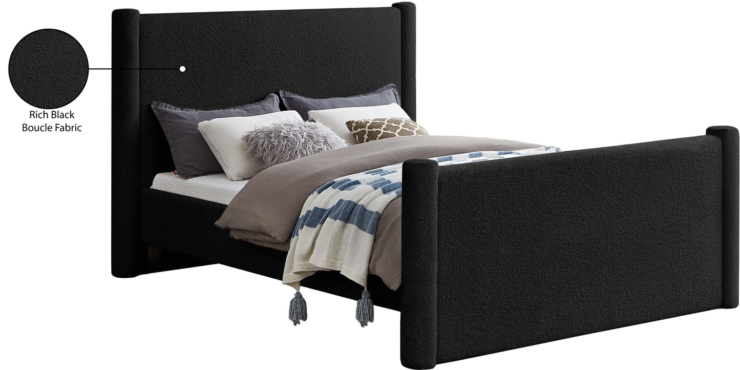 deco black boucle fabric king bed k