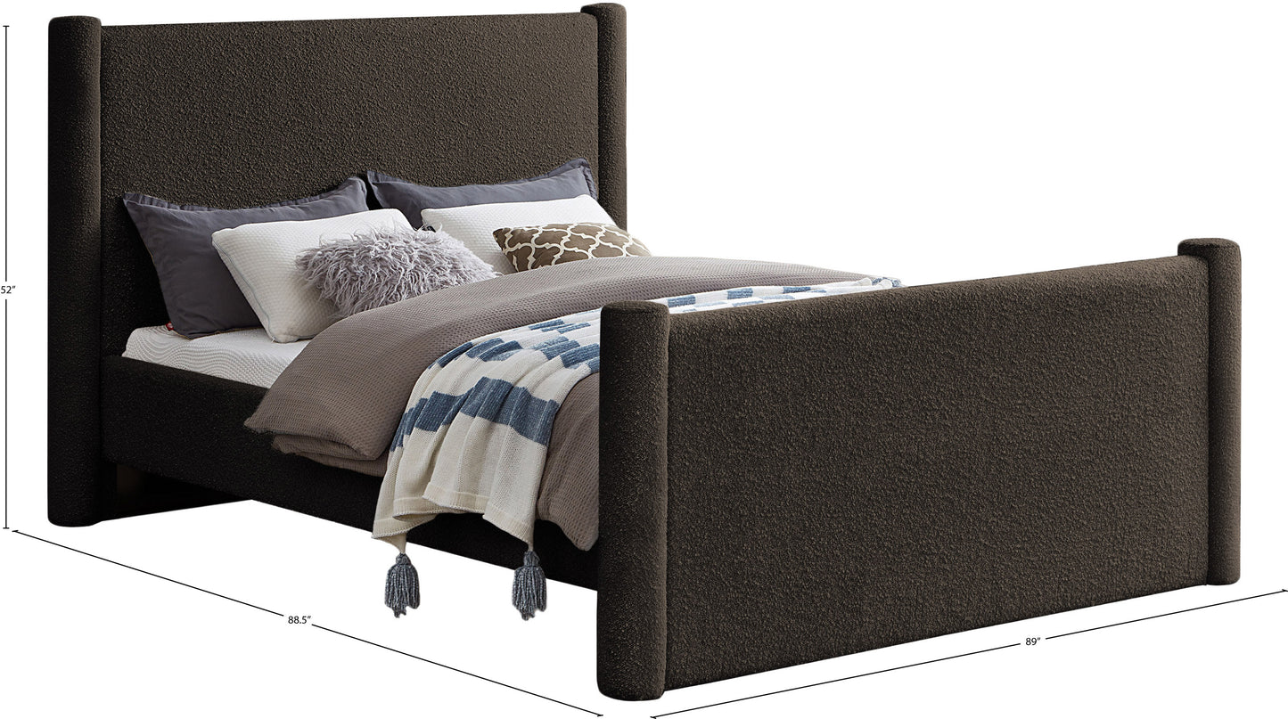 deco brown boucle fabric king bed k