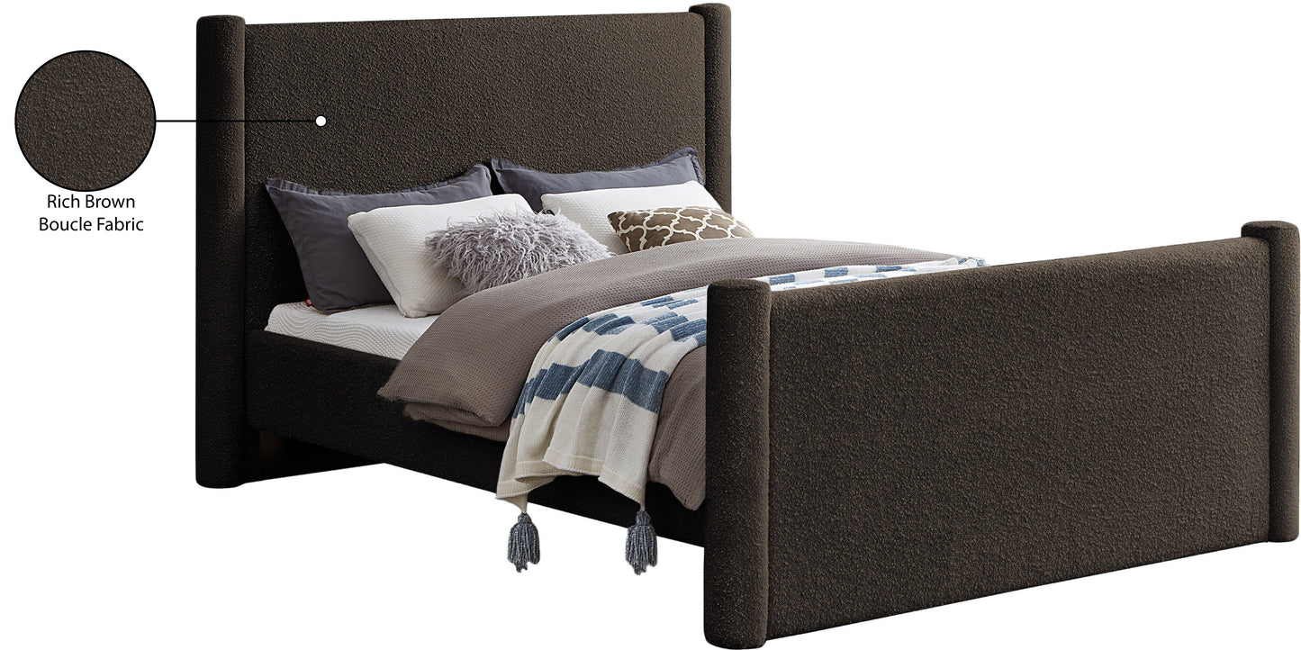 deco brown boucle fabric king bed k