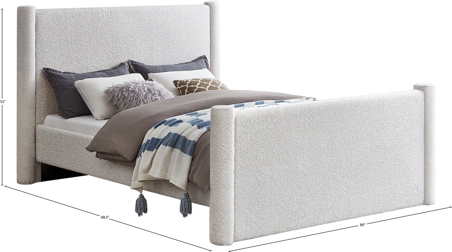 deco cream boucle fabric king bed k