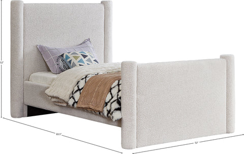 Deco Cream Boucle Fabric Twin Bed T