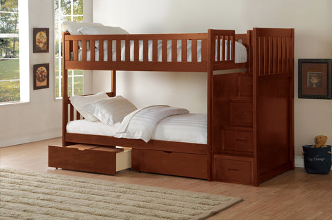 November (5) Twin/Twin Step Bunk Bed with Storage Boxes