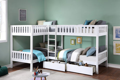 Dalton (4) Corner Bunk Bed with Storage Boxes
