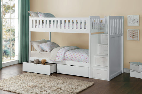 Dalton (5) Twin/Twin Step Bunk Bed with Storage Boxes