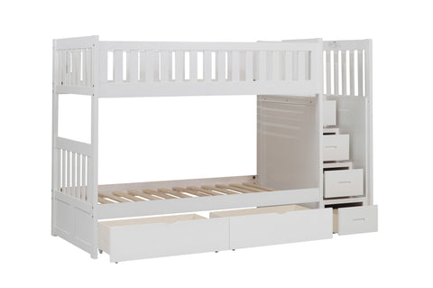 Dalton (5) Twin/Twin Step Bunk Bed with Storage Boxes